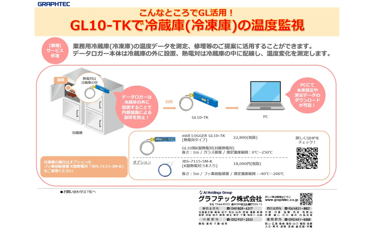データロガー GL10-TKで冷蔵庫(冷凍庫)の温度監視